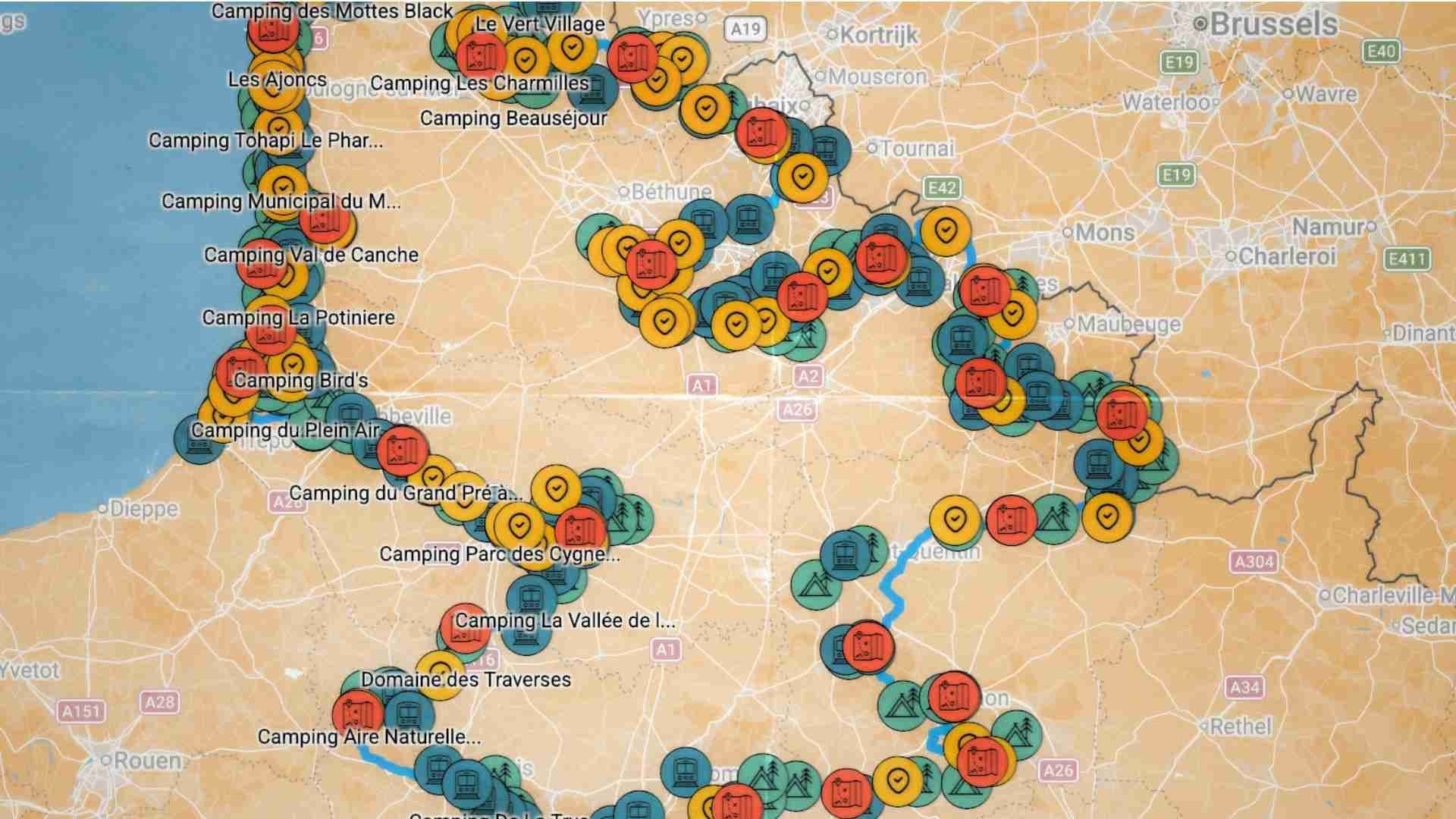 Parcours complet de la boucle GTHF dans les Hauts-de-France